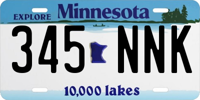 MN license plate 345NNK