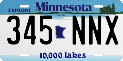MN license plate 345NNX