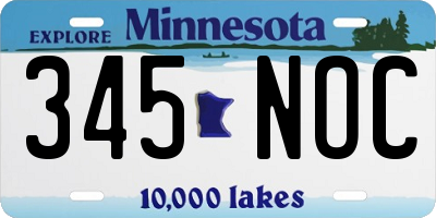 MN license plate 345NOC