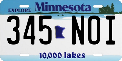 MN license plate 345NOI