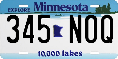 MN license plate 345NOQ