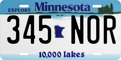 MN license plate 345NOR