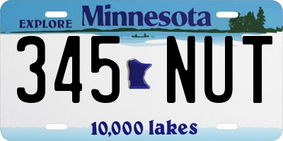 MN license plate 345NUT