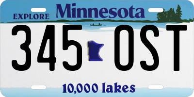 MN license plate 345OST