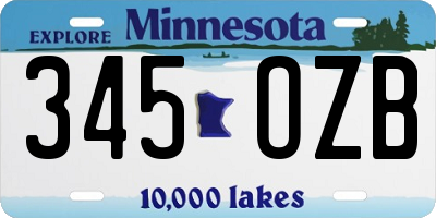 MN license plate 345OZB