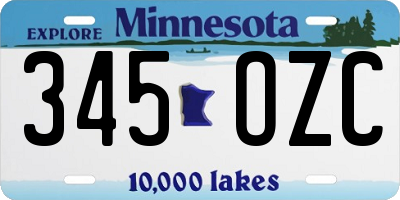 MN license plate 345OZC