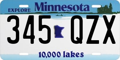 MN license plate 345QZX