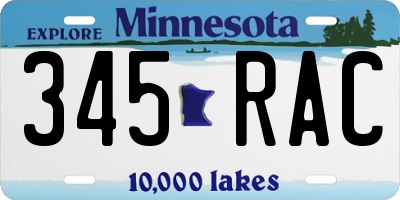 MN license plate 345RAC