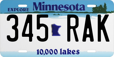 MN license plate 345RAK