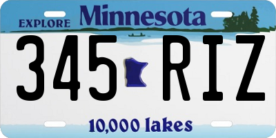 MN license plate 345RIZ