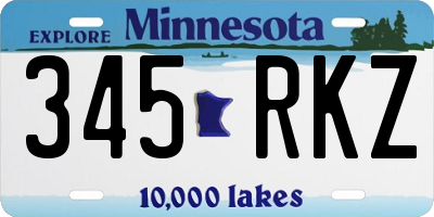 MN license plate 345RKZ
