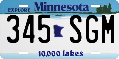 MN license plate 345SGM
