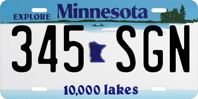 MN license plate 345SGN