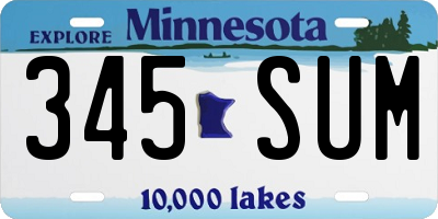 MN license plate 345SUM
