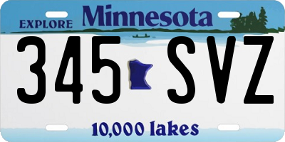 MN license plate 345SVZ