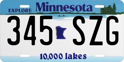 MN license plate 345SZG