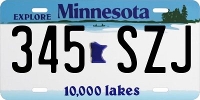 MN license plate 345SZJ