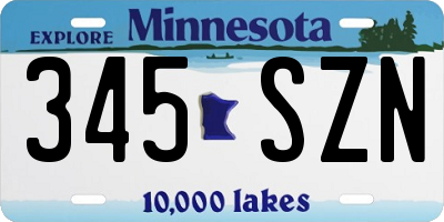 MN license plate 345SZN