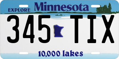 MN license plate 345TIX