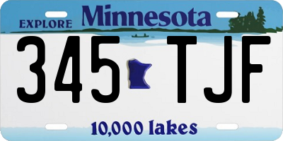 MN license plate 345TJF