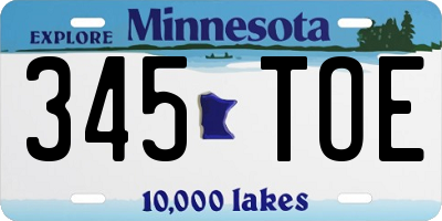 MN license plate 345TOE