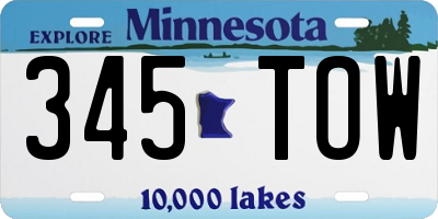 MN license plate 345TOW