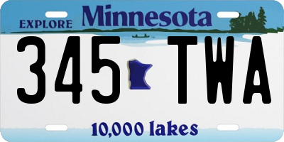 MN license plate 345TWA