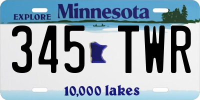 MN license plate 345TWR