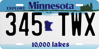 MN license plate 345TWX