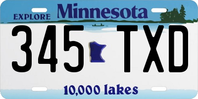 MN license plate 345TXD