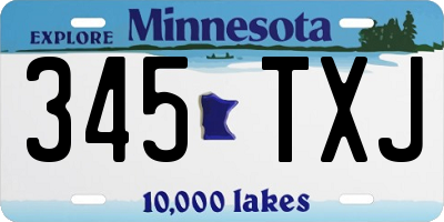 MN license plate 345TXJ