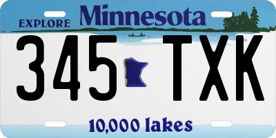 MN license plate 345TXK