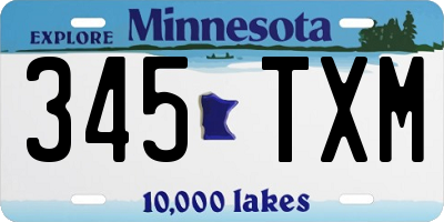 MN license plate 345TXM