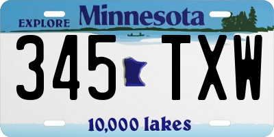 MN license plate 345TXW