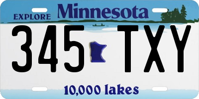 MN license plate 345TXY