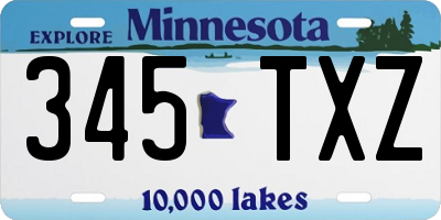 MN license plate 345TXZ