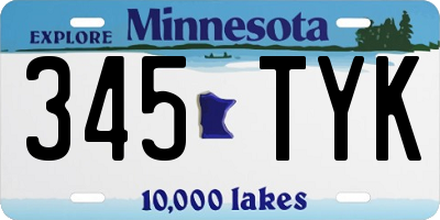 MN license plate 345TYK