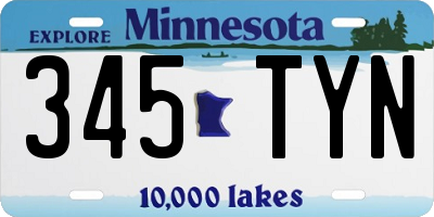 MN license plate 345TYN