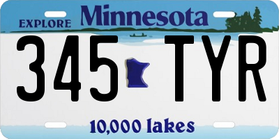 MN license plate 345TYR
