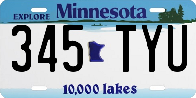 MN license plate 345TYU