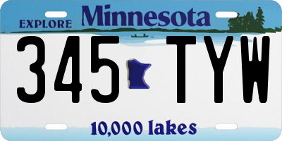 MN license plate 345TYW