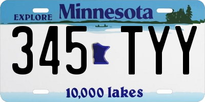 MN license plate 345TYY