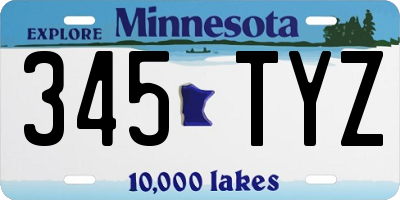 MN license plate 345TYZ