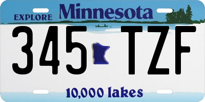 MN license plate 345TZF