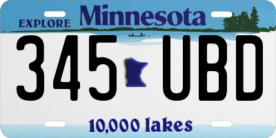 MN license plate 345UBD
