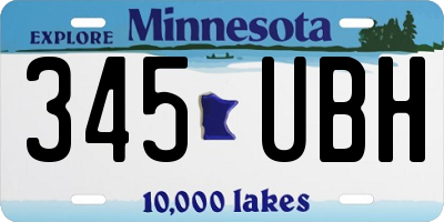 MN license plate 345UBH