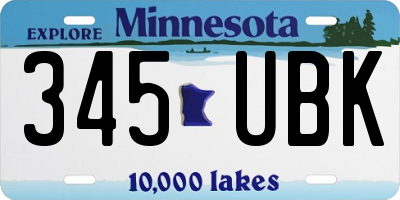 MN license plate 345UBK