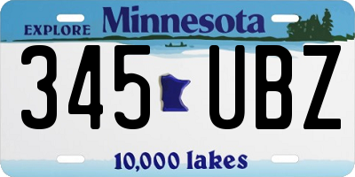 MN license plate 345UBZ