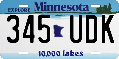 MN license plate 345UDK