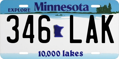 MN license plate 346LAK